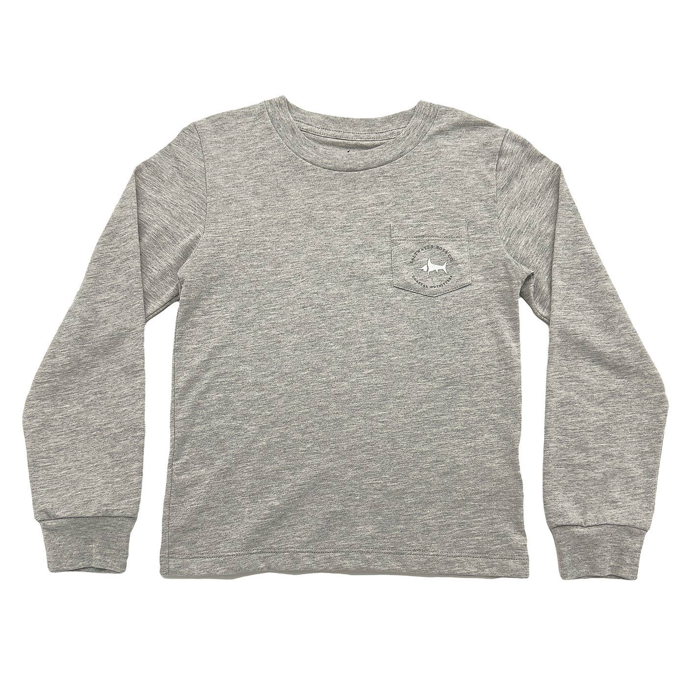Boys Christmas Ornament Deer Graphic Tee LS Grey