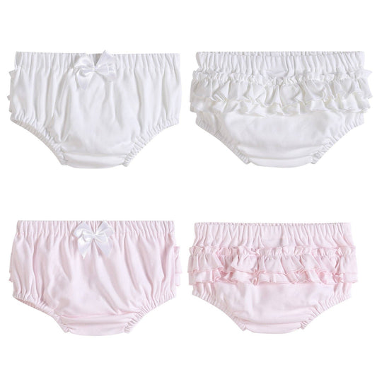White and Pink Baby Bloomers Knit 2pc Set