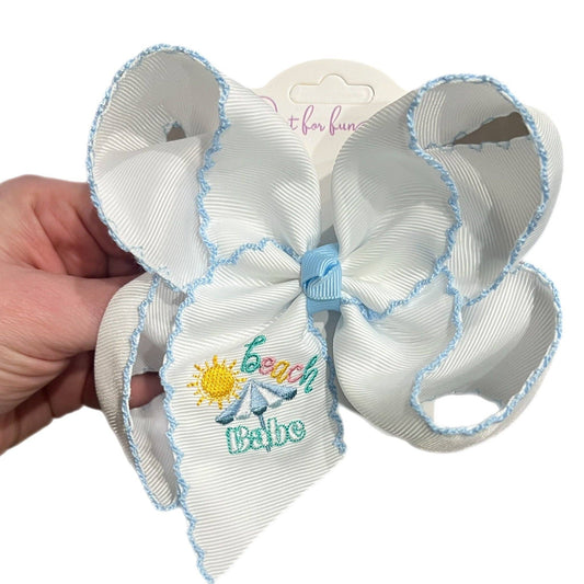 Beach Babe Embroidered Hair Bow