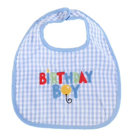 Blue Gingham 'Birthday Boy' Bib
