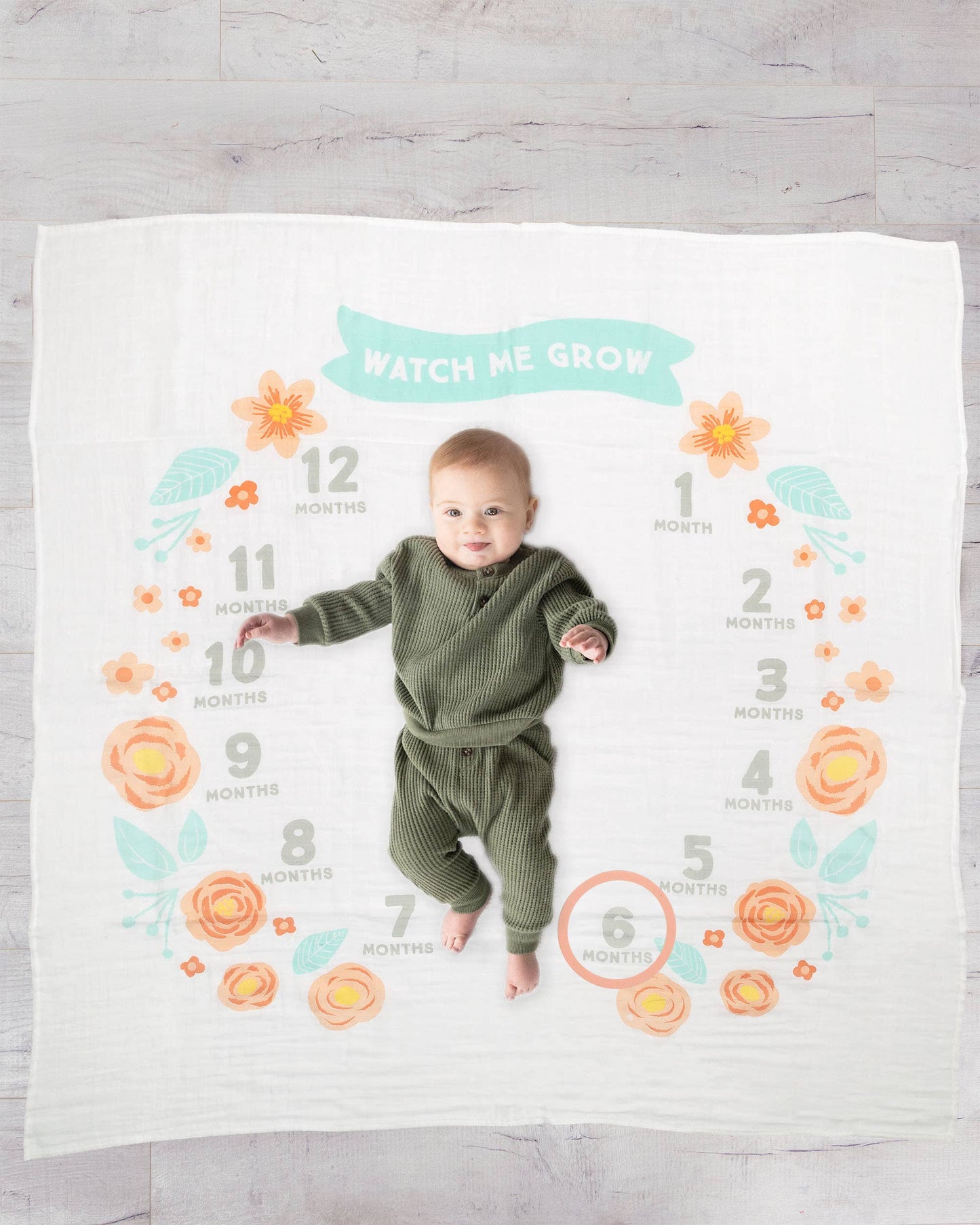Floral Watch Me Grow Milestone Blanket