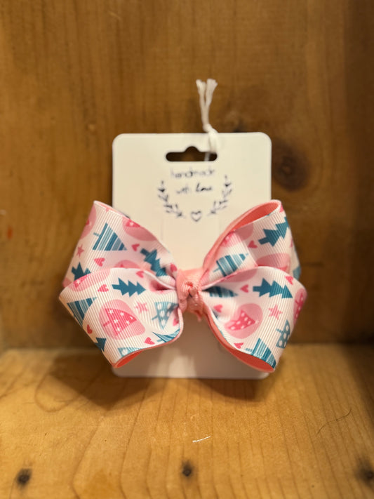 Pink & Teal Christmas Trees Bow