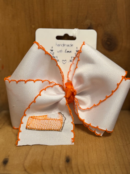 Pumpkin Pie Embroidered Bow