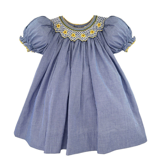 Smocked Sunflower Bishop Dress